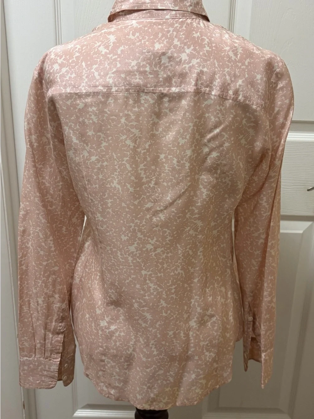 Women's Pink Ruffled-Trim Button-Up Blouse